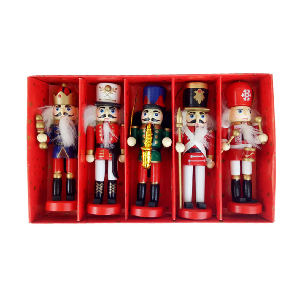 Nutcracker Puppet Ornaments 12cm Party Decoration Walnuts Soldiers Band Dolls Household Creative Home Decoration#Nutcracker Puppet*5