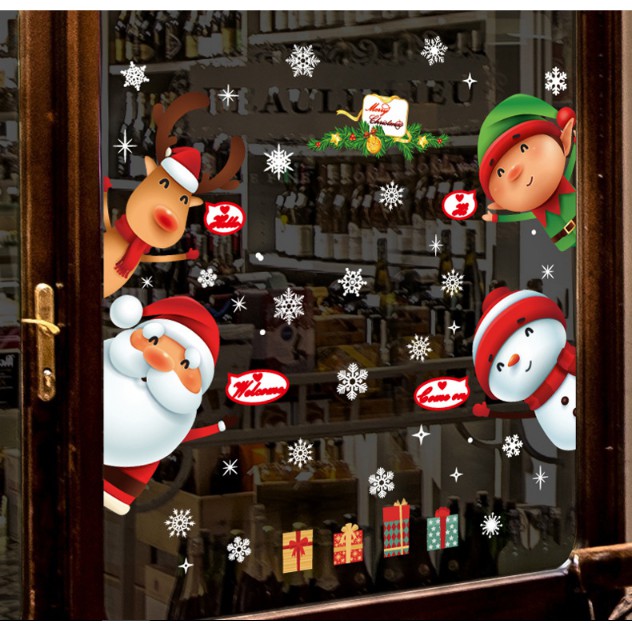 Decal trang trí Noel - 4 Bạn đón chào lễ giáng sinh dễ thương