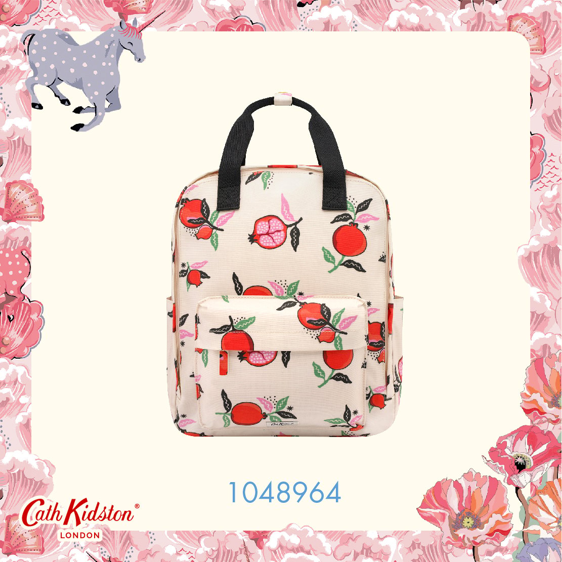 Cath kidston - ba lô đi học/đi làm/utility backpack - pomegranate - cream -1048964