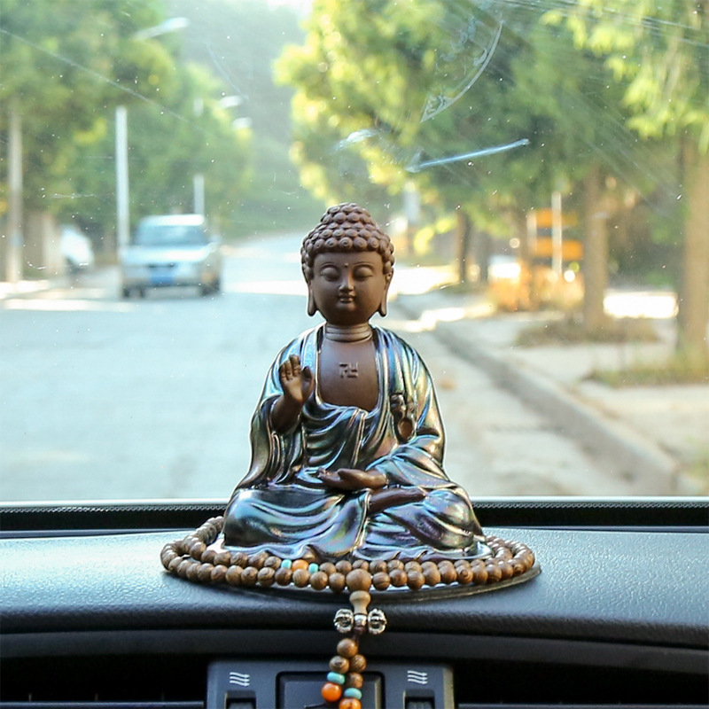 Tượng phật để ô tô - tượng phật a di đà bồ tát mini bằng gốm màu đồng cực đẹp, để taplo ô tô