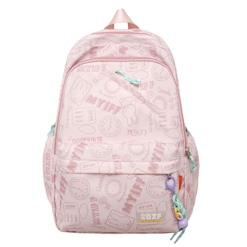 AMILA School bag, primary school student cute graffiti large capacity backpack, casual canvas waterproof backpack