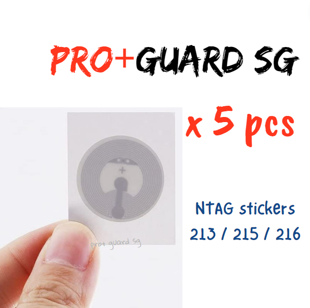 PRO+GUARD] 5 Ntag Label Stickers Ntag 213 Ntag 215 Ntag 216 NFC RFID Tags  Sticker Label 13.56 MHZ ISO 14443A Universal Reader Label Digital Name Card