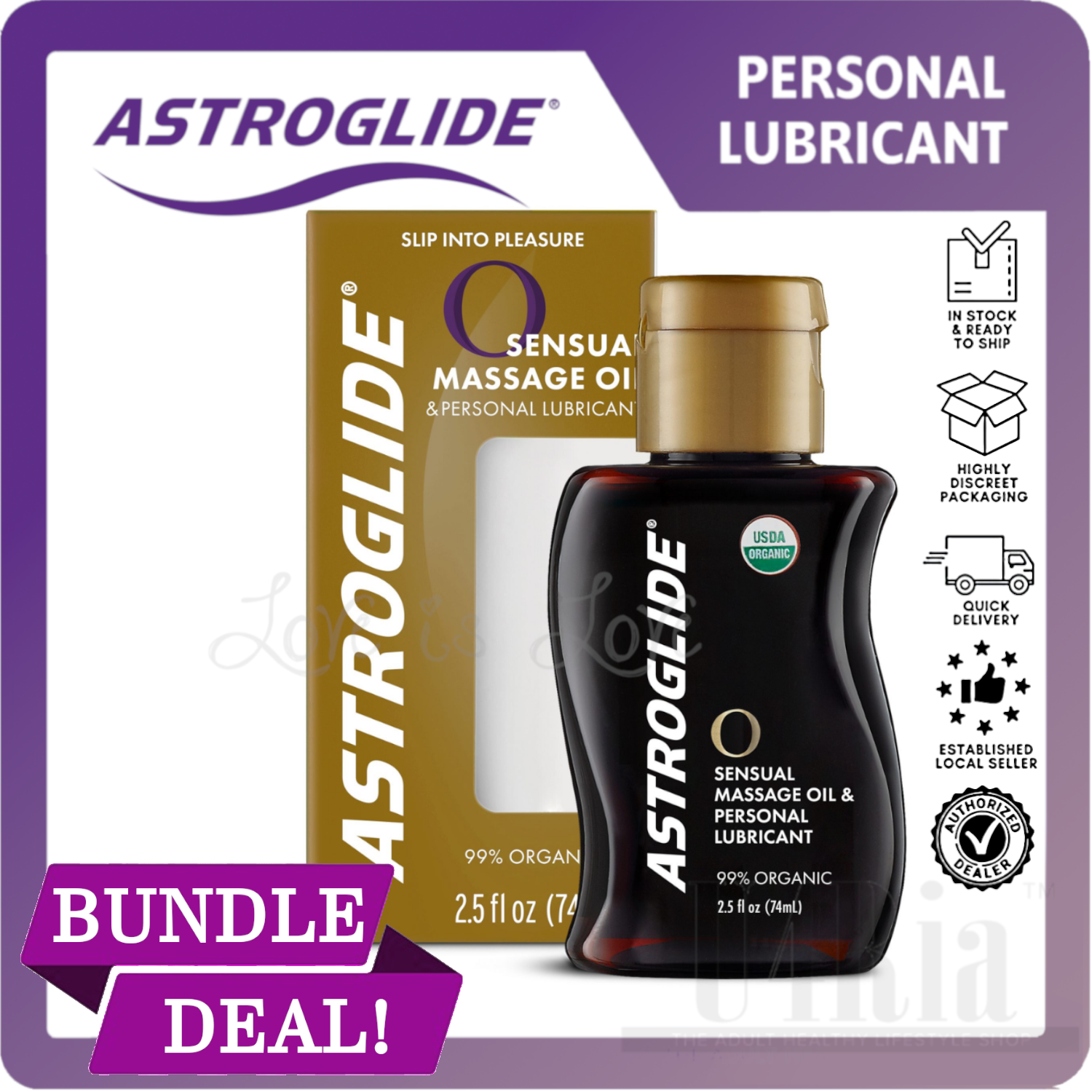 Astroglide O Sensual Massage Oil Lubricant 74 ml / 2.5 fl oz (Limited  Period Sale)