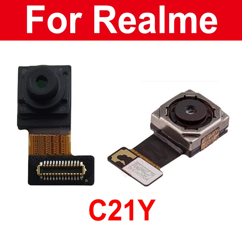 Front Rear Main Camera For OPPO Realme C21Y Primary Back Front Selfie Camera Module Flex Cable Replacement Parts