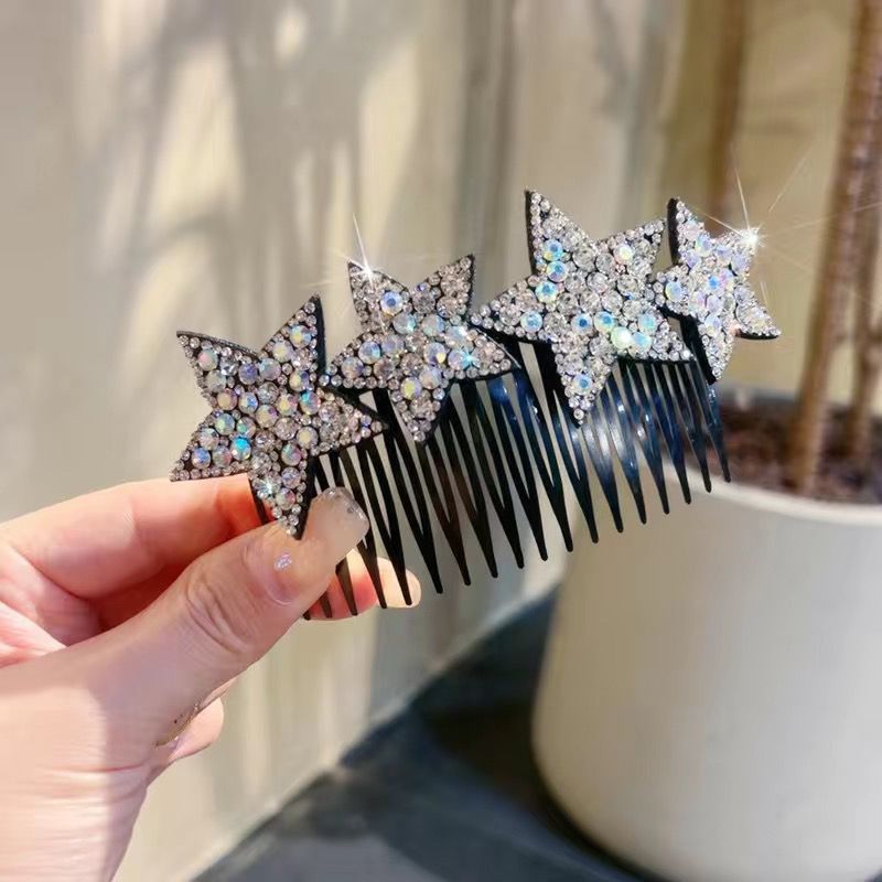 Fashion rhinestone star hairpin side bangs clip the back of the head broken hair anti-slip comb