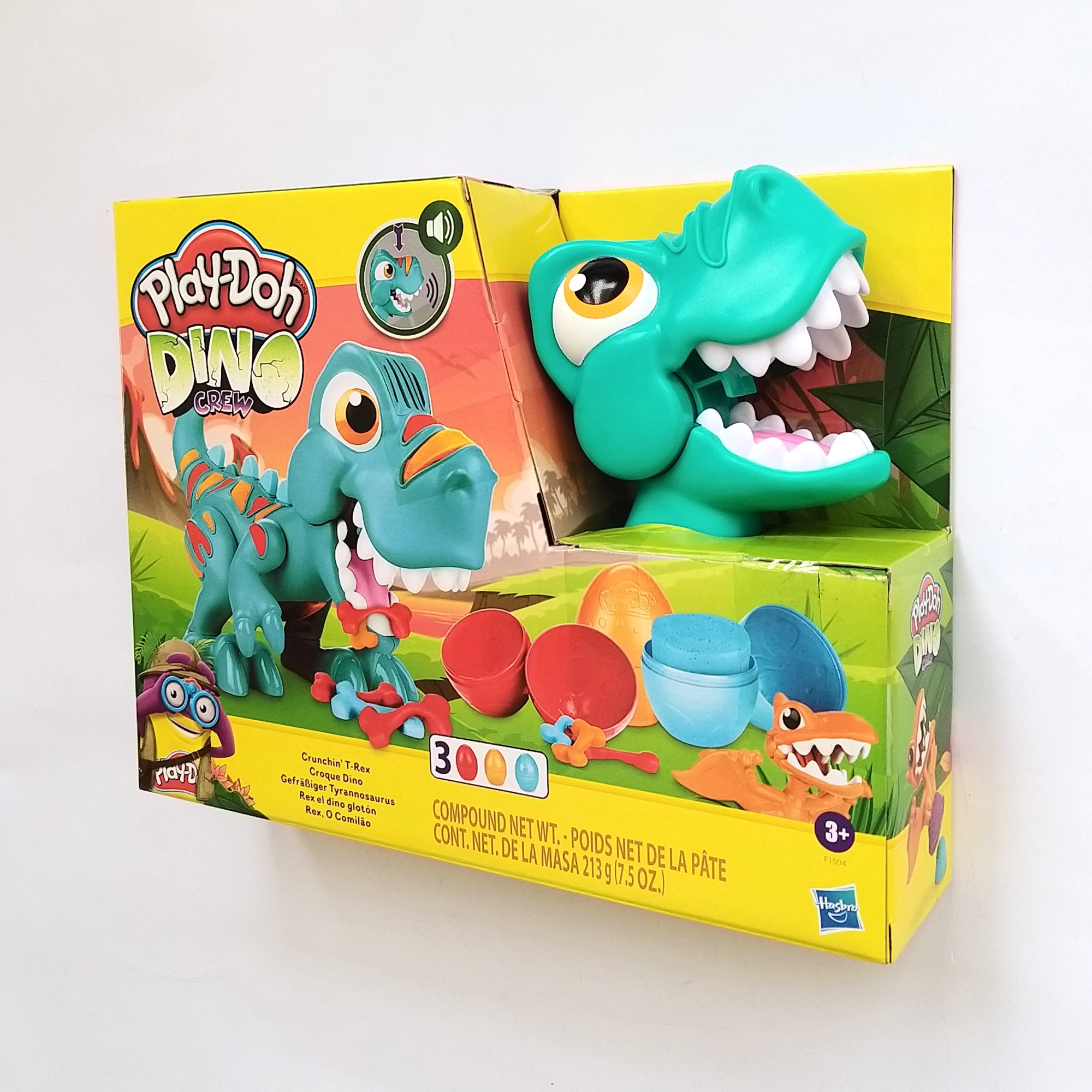 PLAY-DOH DINO CREW CRUNCHIN' T-REX DINOSAUR SOUNDS + 3 PLAY-DOH FILLED ...