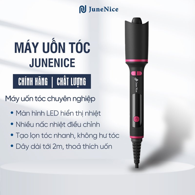 Máy uốn tóc tự động JuneNice với màn hình đèn led hiển thị chạy nhiệt độ, tạo kiểu tóc thông minh, máy uốn tiện lợi dễ sử dụng chống phỏng, sử dụng điện trực tiếp