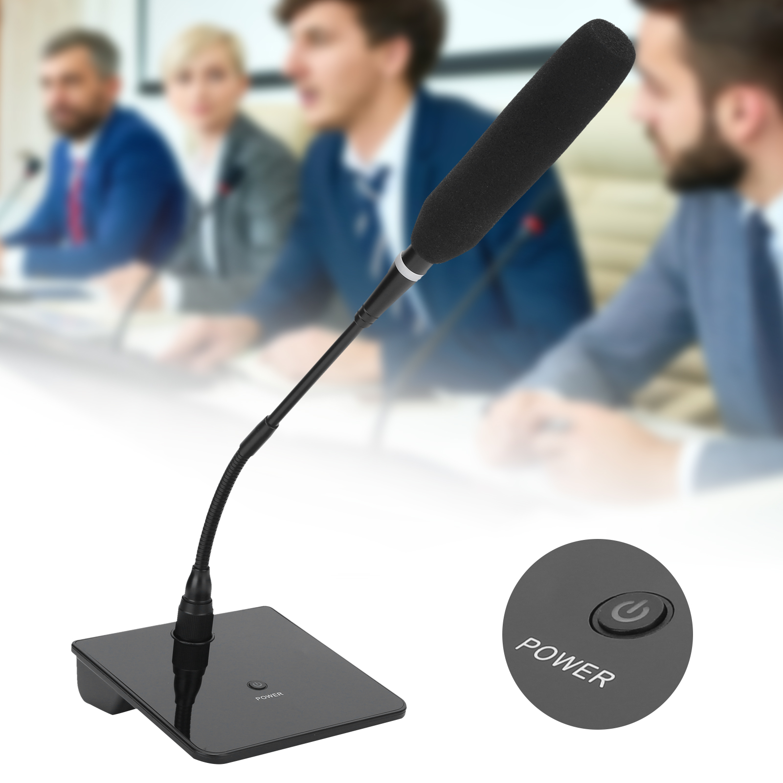 Computer USB Microphone D8 Online Class Conference Game Live Voice Mic Intelligent Noise Reduction Capacitive Gooseneck Wired Touch Microphone for School Speaching Black