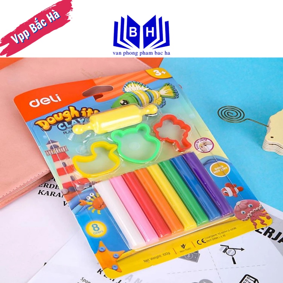 Sáp nặn/ đất nặn 6 màu + khuôn deli 75011