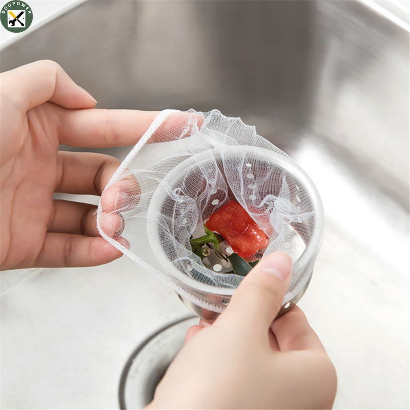 Boupower new！30 Pcs/set Kitchen Sink Drain Hole Mesh Bag Trash Strainer Disposable Garbage Filter