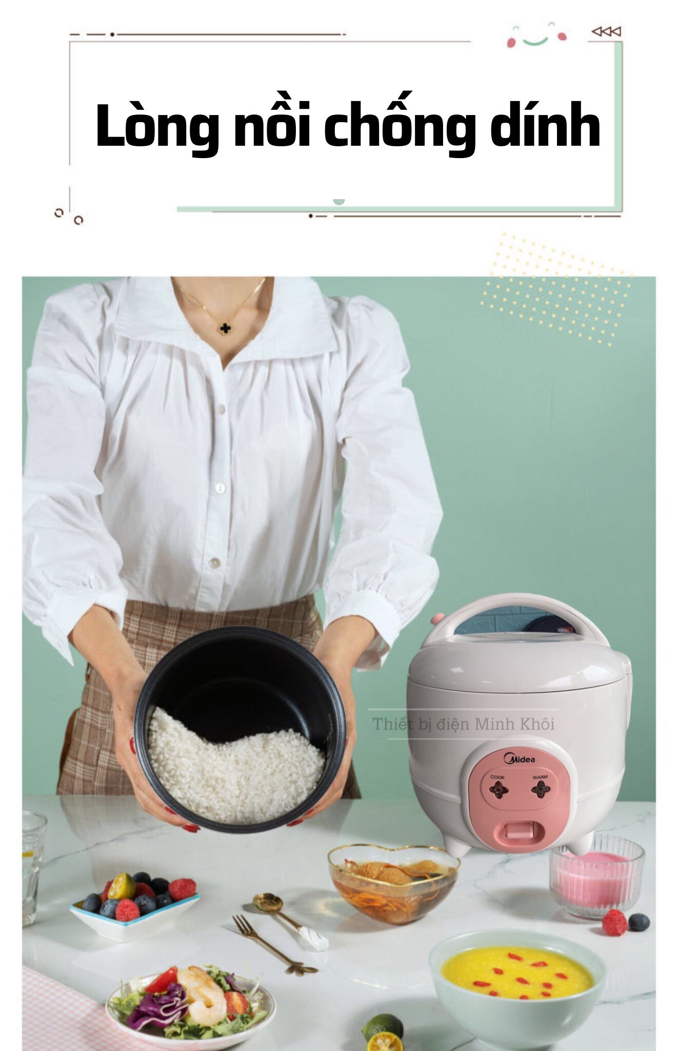 [Giao hàng 2 tiếng] Nồi cơm điện Media 0,6L -0,6Sa ( Bảo hành 1 năm)