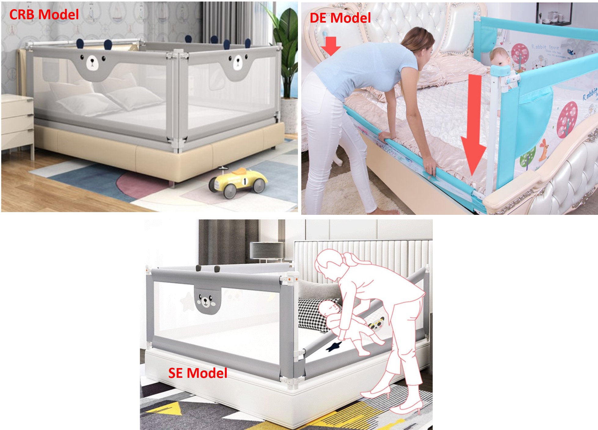 Guard for Sing, Small Double, Double King & Super King Mattress Extra Long and Tall Baby Bed Rail Guard for Baby Kids Child Infants Gray, 1.5m Pakey Bed Rails for Toddlers 
