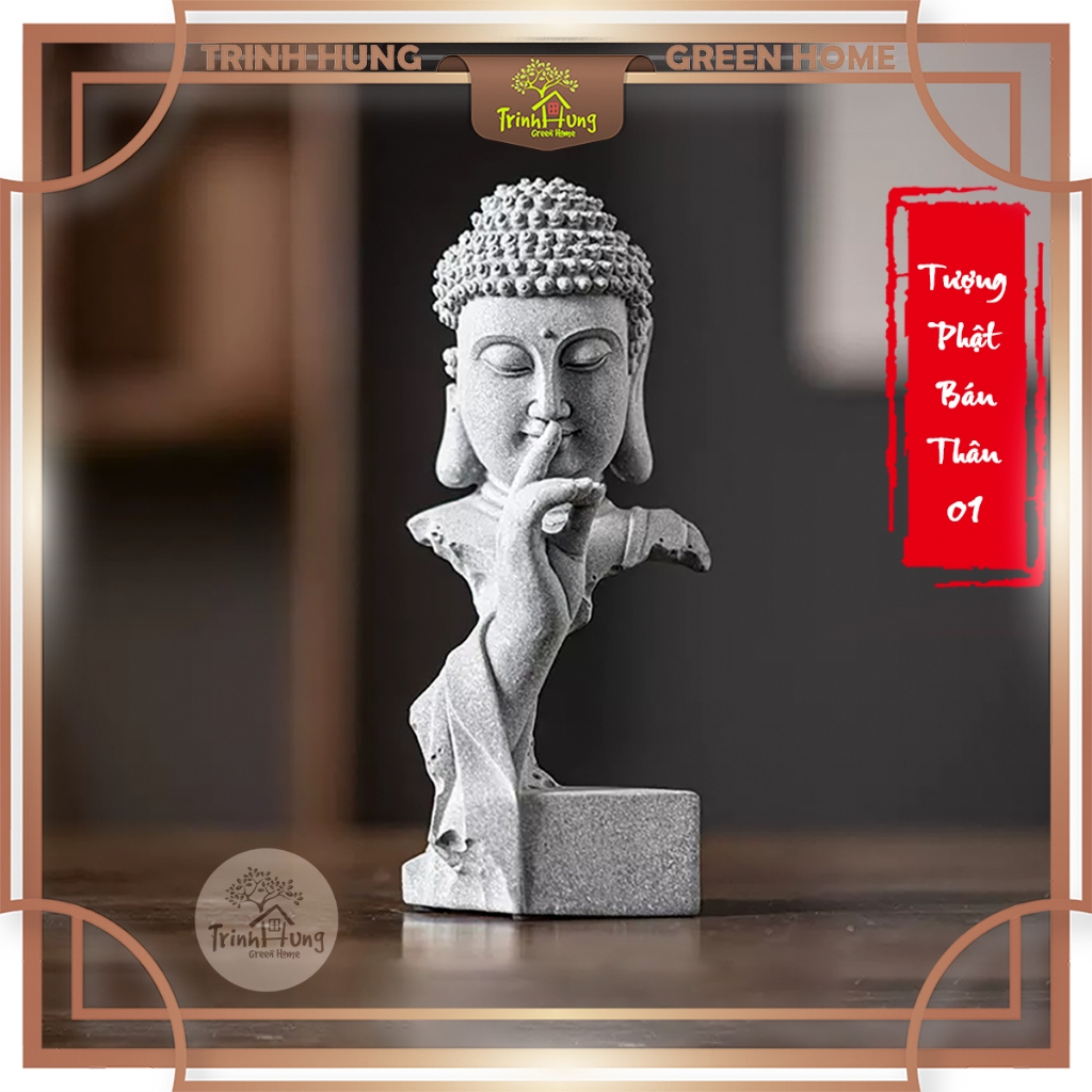 Tượng phật thích ca bán thân 01 đá sa thạch - trang trí tiểu cảnh,bán cạn, terrarium,bonsai