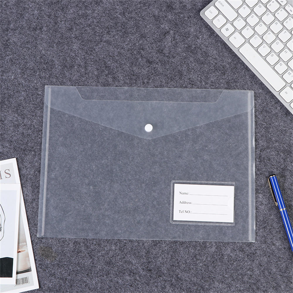 A4 Binder Pocket With Button. A4 Binder Pouch With Label Student Folder For Office Transparent File Pouch For School Binder Envelopes With Button