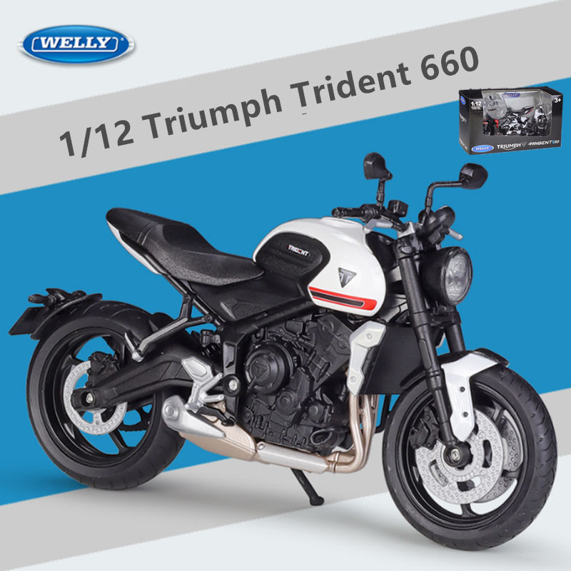 ;.'; WELLY 1:12 Triumph Trident 660 Alloy Race Motorcycle Model Simulation Diecast Metal Street Sports Motorcycle Model Children Gift