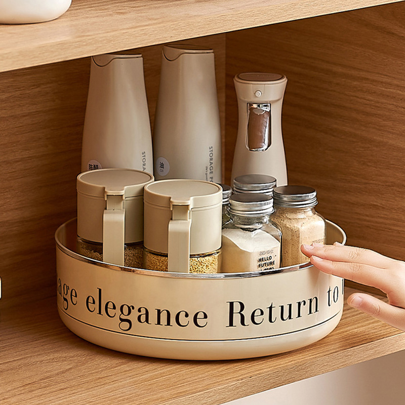 Kitchen rotatable shelf Home desktop multi-function condiment storage tray Oil salt sauce and vinegar bottle seasoning storage box