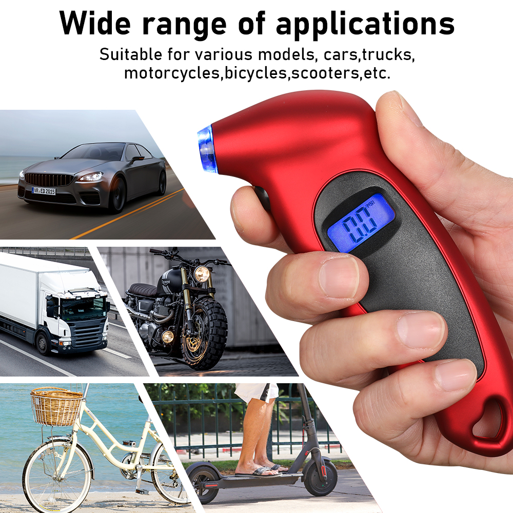 [bán chạy] tezer đồng hồ đo áp suất lốp xe hơi kỹ thuật số đồng hồ đo áp suất khí áp kế màn hình lcd 0-150 psi cho xe hơi xe tải xe máy 3