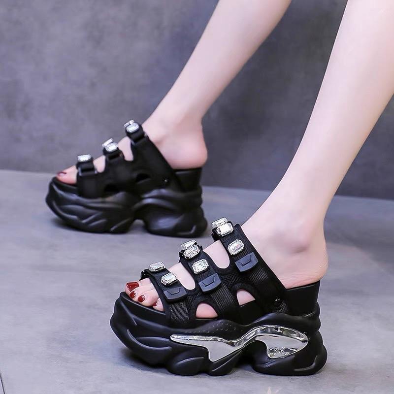Dép đế cao 12cm, dép độn đế quai vải (hàng hộp)