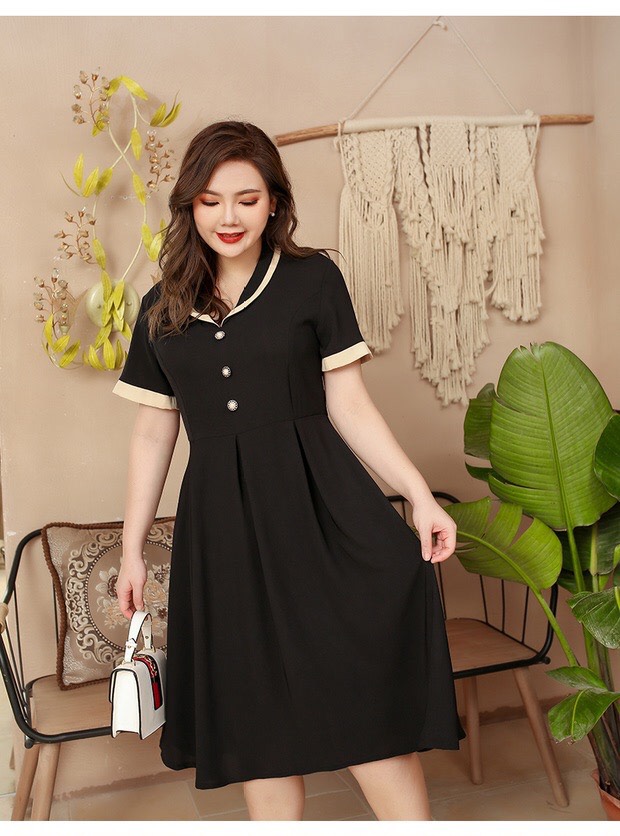 Đầm xòe cổ bẻ bigsize cao cấp - BS322ee