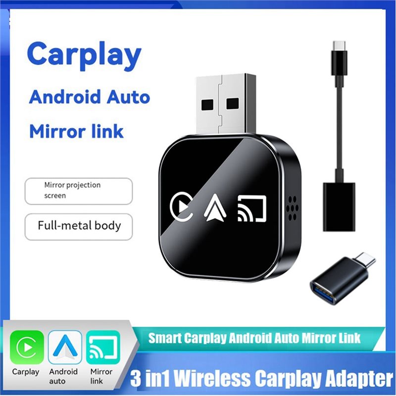 Smart Mirror Link 3 In1 Wireless Carplay Adapter Android Auto USB ...