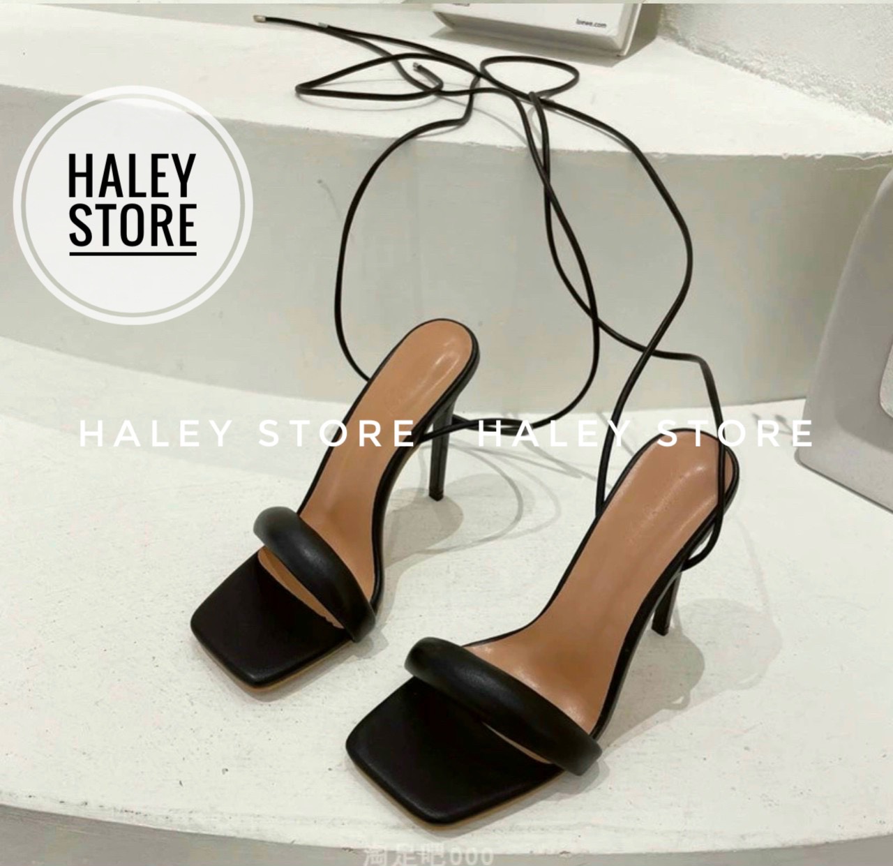 Giày sandal nữ HALEY STORE chiến binh cột dây quai ngang mũi vuông quai phồng dây mảnh rẻ bền đẹp màu xanh hot