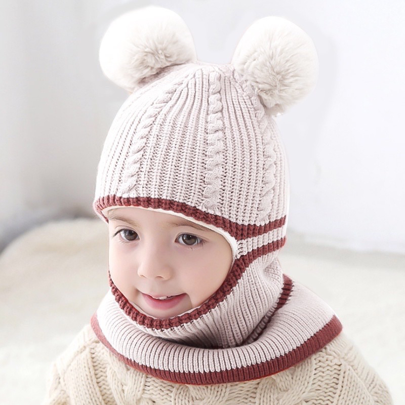 Mũ NiZa Mũ Len Chùm Kín Mặt Cổ Cho Bé Siêu Ấm