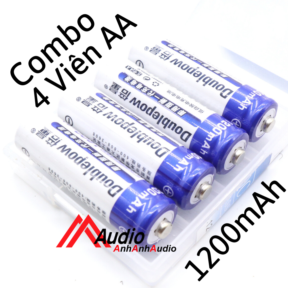 Combo 4 viên Pin sạc micro AA Doublepow dung lượng 1200mAh sạc nhanh đầy