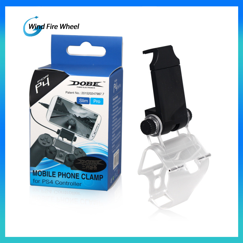 PS4 Slim Smart Handle Clip Cell Mobile Phone Clamp Holder with OTG Cable for 4 Controller Black