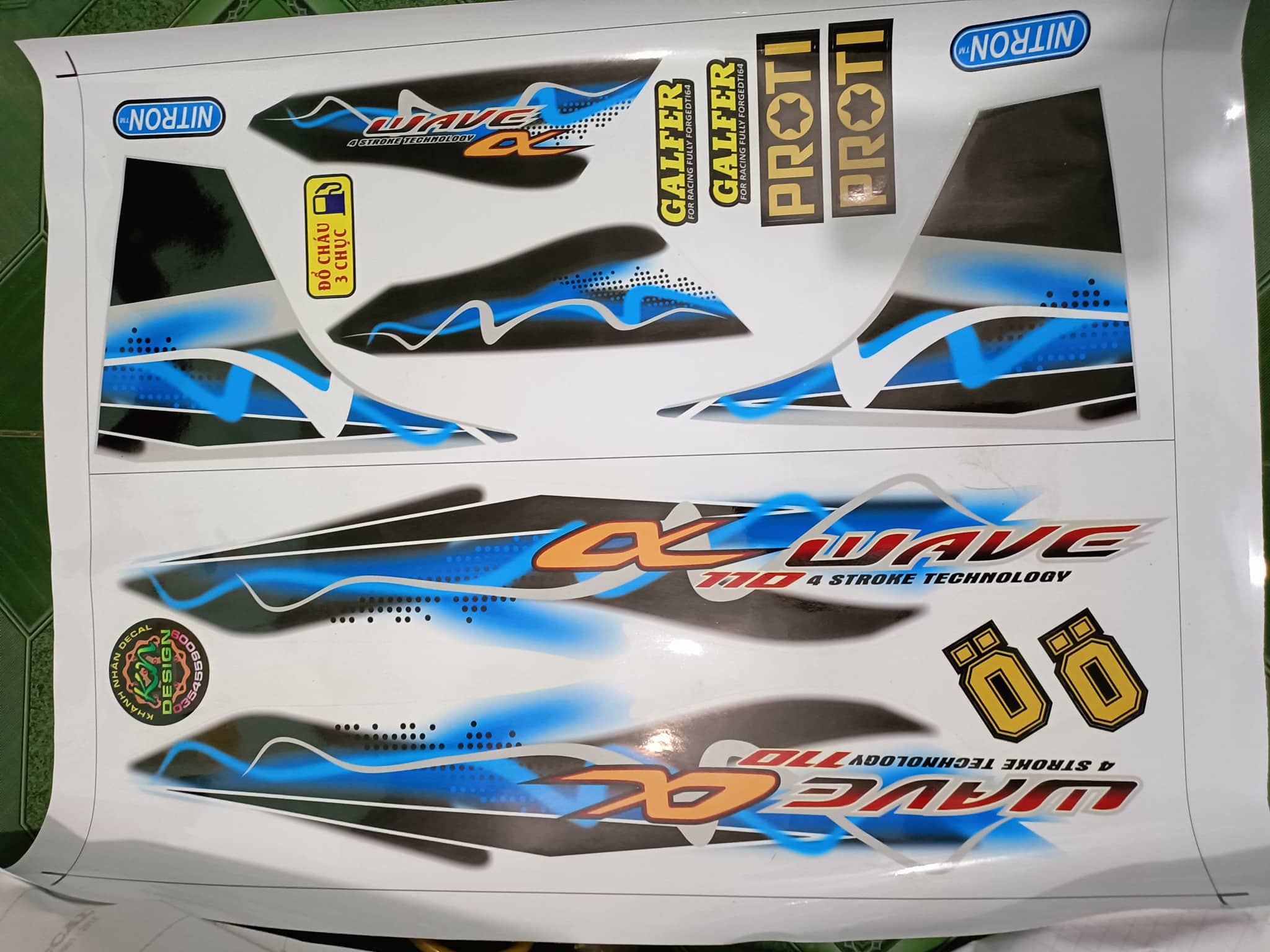 Tem rời wave anphal xanh đen