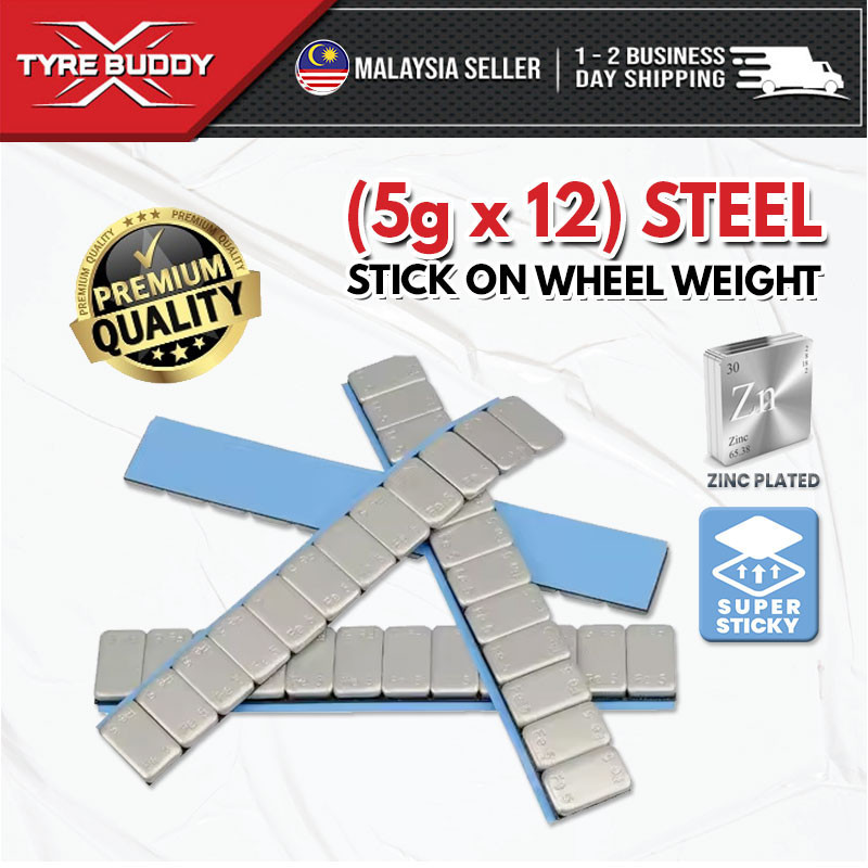 STEEL Adhesive Stick On Wheel Weight Strips Silver or Black (5Gx12