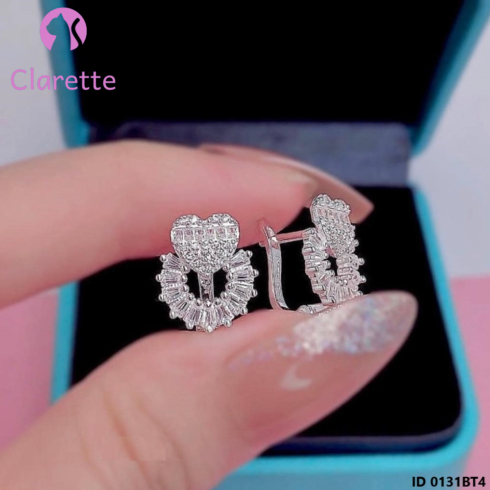 Bông tai bạc hình trái tim Clarette 0131BT