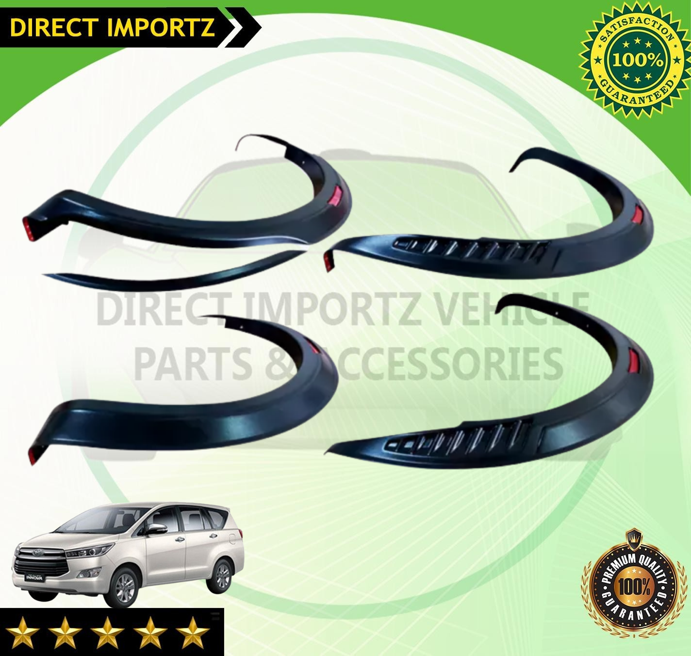 Toyota Innova 2016 to 2022 Slim wheel arch Fender flares with Red