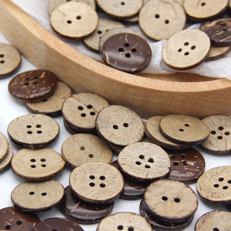 10 Nút gỗ dừa dùng kết đính trang phục, đồ handmade