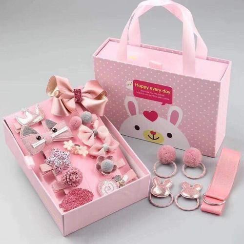 Set nơ buộc tóc hộp hồng siêu cute cho các bé gái - Thingkids