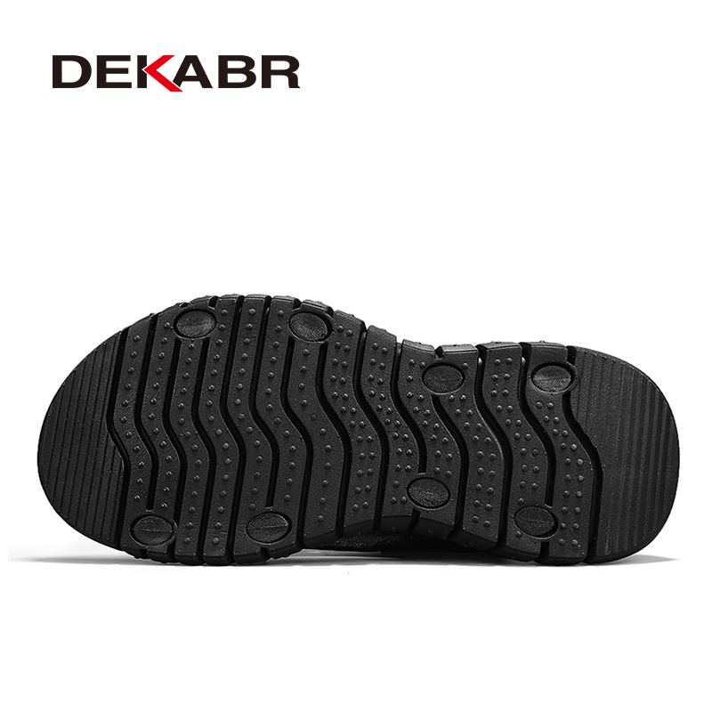 DEKABR New Casual Men Soft Sandals Breathable Mesh Summer Quick Lacing Fashion Outdoor Genuine Hide Summer Sandals Size 38-48. 