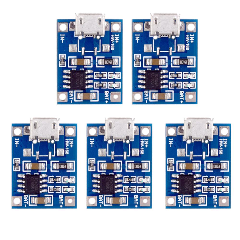 Lithium Battery Charger Module 1A Portable Battery Charger Panel DC4.5-5.5V with Indicator Light for Lithium Batteries