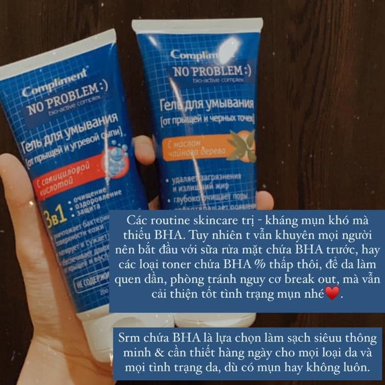 Sữa rửa mặt Compliment no problem chứa salicylic acid, tea tree - 200ml ( Full/Chiết )