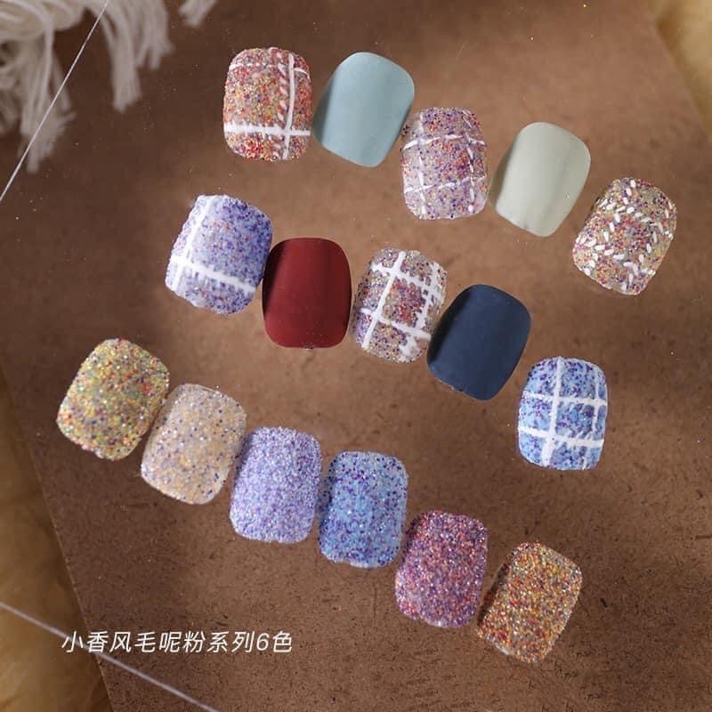 Set 6 ô nhũ dạ, nhũ rắc kẻ dạ móng