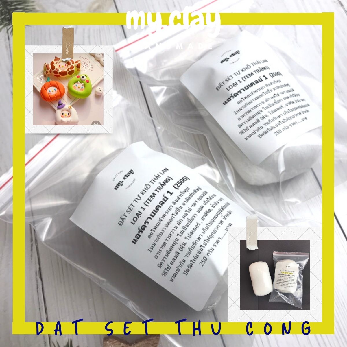 Đất sét tự khô Thái Lan (Đất sét thái) 250g nặn tượng chibi, nhẫn chunky, hoa đất sét