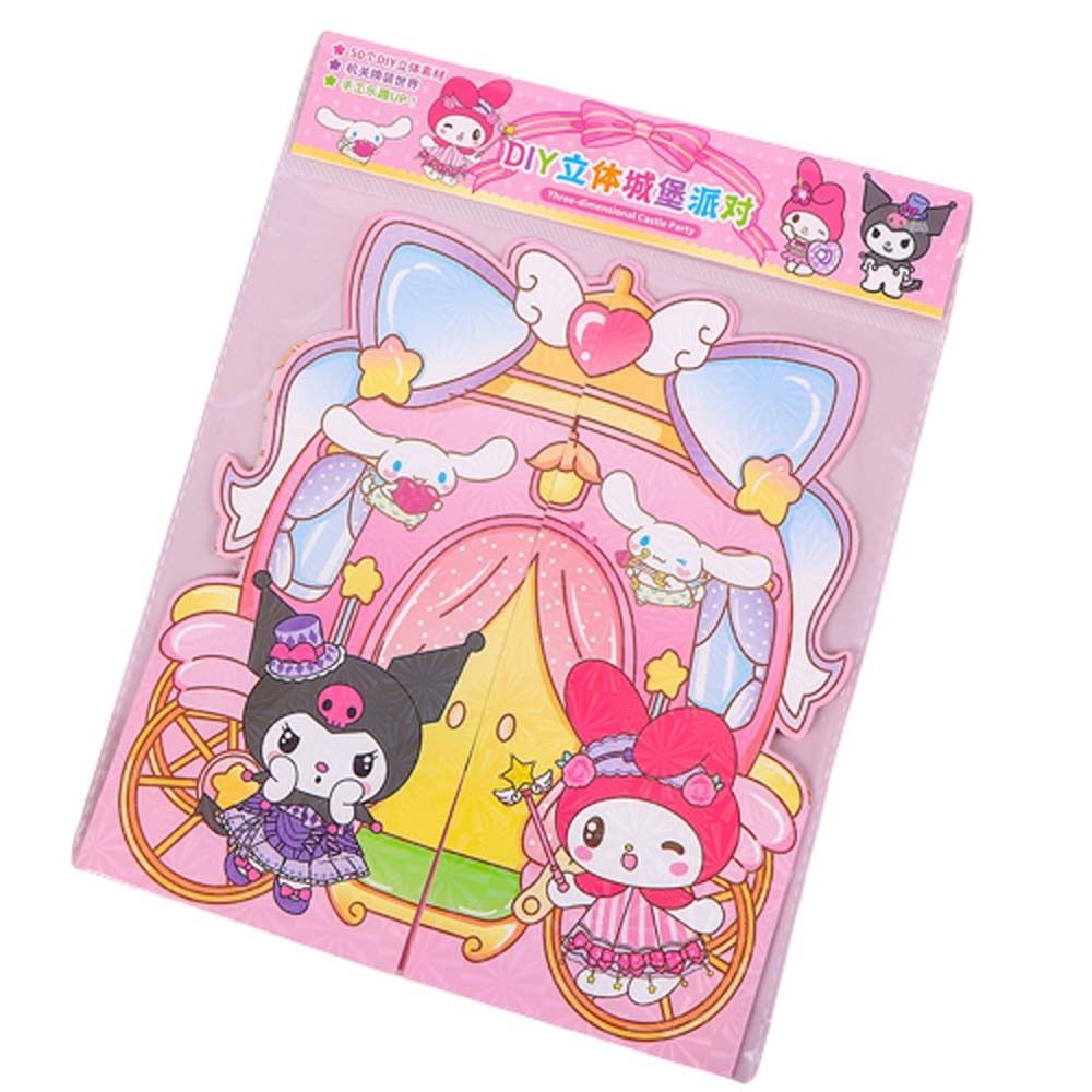 CGGUE Anime kuromi Sách mymelody yên tĩnh bận rộn Thủ công Túi chất liệu Sách hình dán giai điệu của tôi Sách hoạt động Giấy Sách kuromi Busy tự làm Quà Tặng Con Gái