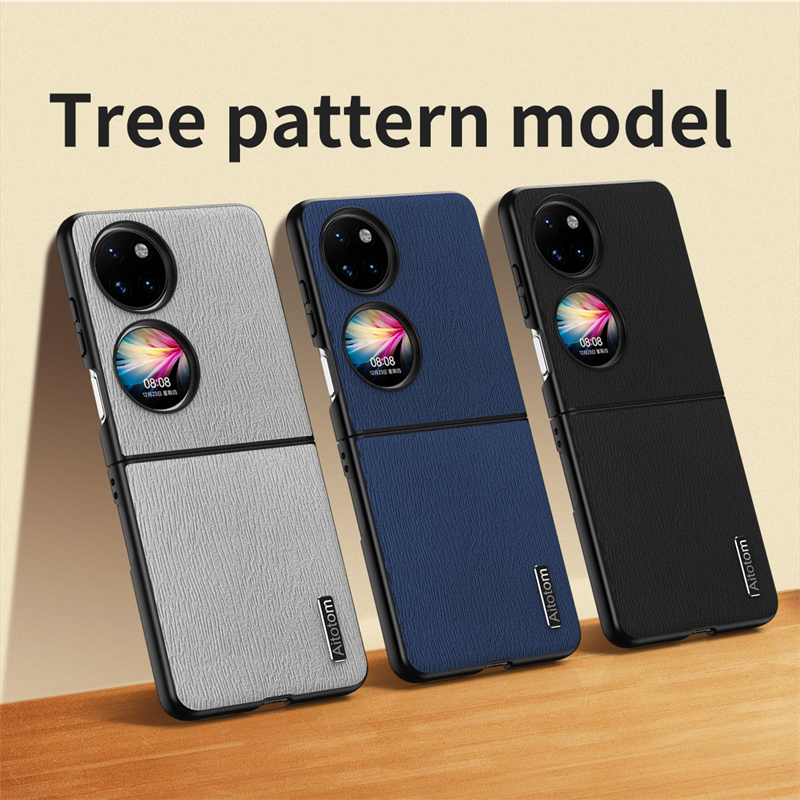 For Huawei Mate X5 X3 X2 P50 Pocket 2 Phone Case, Business High-end Tree Grain Leather Texture Silicone Cover.