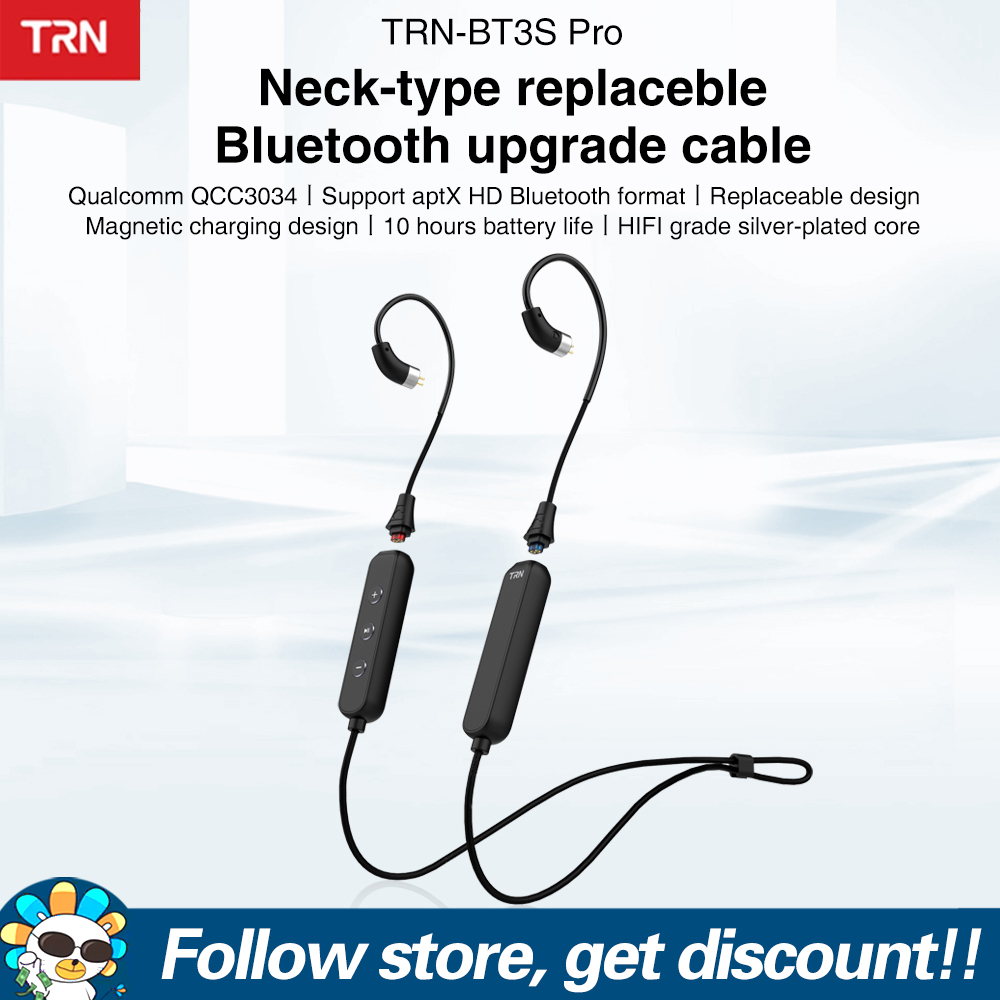 TRN BT3S Pro Bluetooth 5.1 Nâng Cấp Cáp AptX HD AptX AAC SBC Mã Hóa Mô-đun Bluetooth Không Dây 2PIN MMCX Connctor Nâng Cấp Cáp Tai Nghe Cho TRN VX PRO BAX MT1 PRO KZ ZS10PRO ZSN EDX ZEX PRO ZAX TANGZU WANER SG Shure SE215 SE315 Dây Có Thể Thay Thế