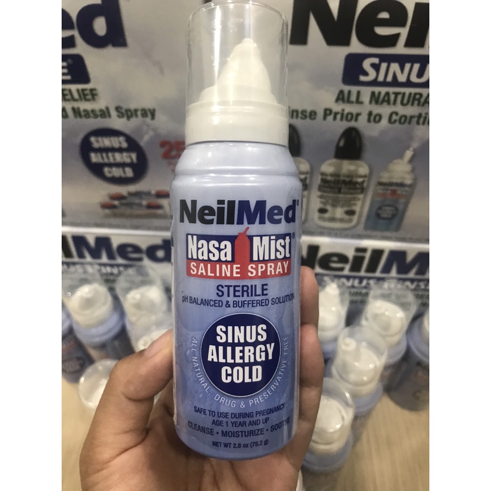 Chai xịt mũi muối biển cho bé neilmed sinus rinse chính hãng mỹ 75ml phun sương sạch hốc mũi