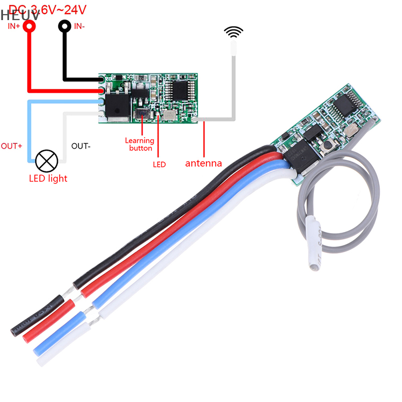 HEUV 433Mhz 1CH RF relay receiver wireless remote control light switch micro module