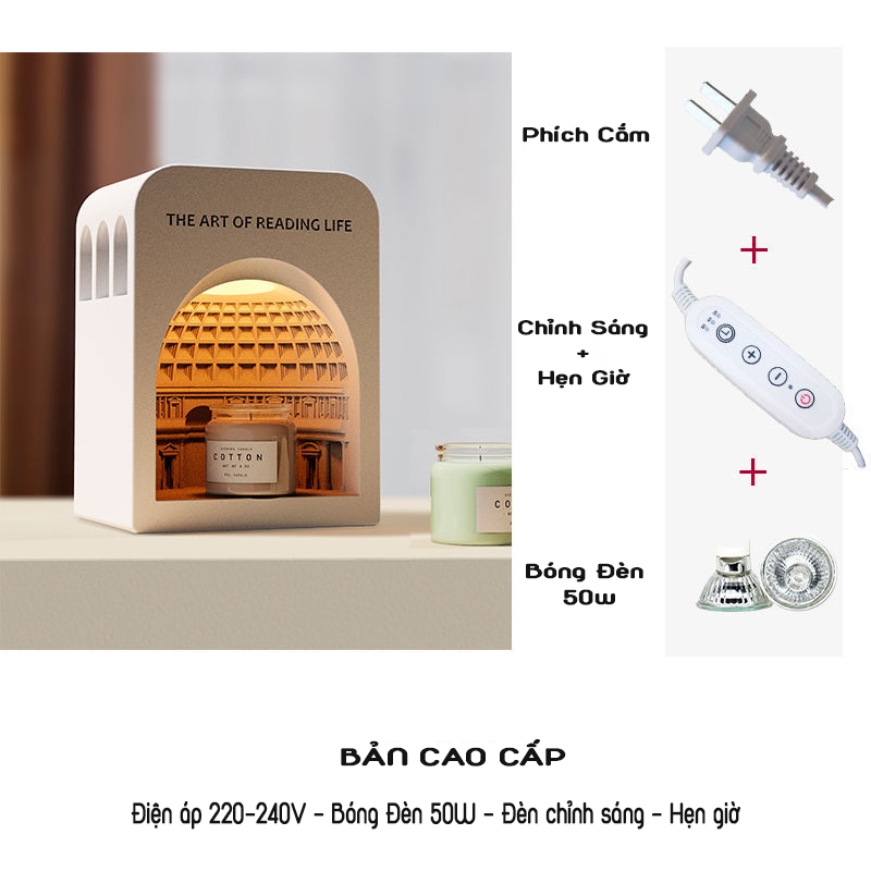 Đèn đốt nến thơm mesmeric 50w chỉnh độ sáng phòng cách decor châu âu cao cấp