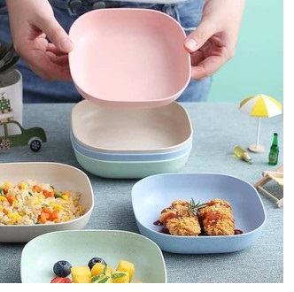 Đĩa nhựa lúa mạch vuông, đĩa đựng bánh kẹo, đĩa vuông nhỏ nhiều màu, dĩa nông, dĩa sâu