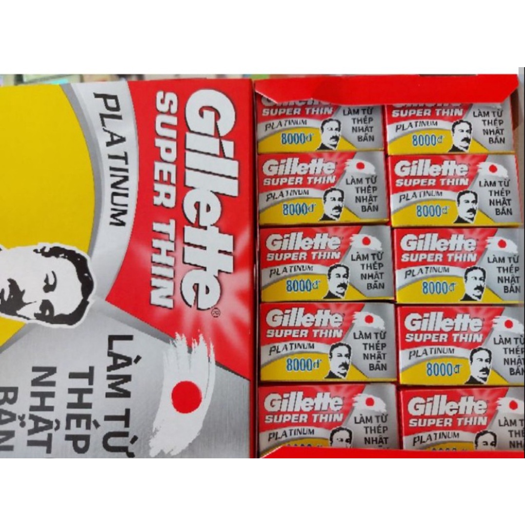 Combo 5 Lưỡi Lam Gillette Ông Già Superthin Hộp 100 Lưỡi