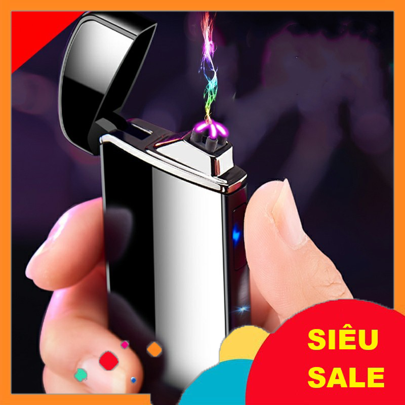 [HCM] Bật lửa điện plasma có đèn led hiển thị Pin nút nguồn cảm ứng