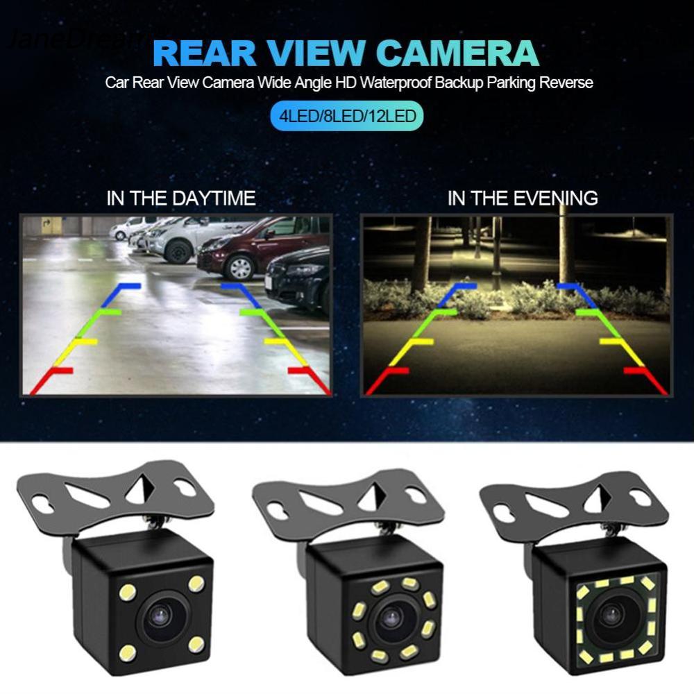 JaneDream Camera Quan Sát Phía Sau Xe Hơi 4LED/8LED/12LED Camera Lùi Dự Phòng Chống Nước HD Góc Rộng Không Có Cáp RCA & Cáp Nguồn