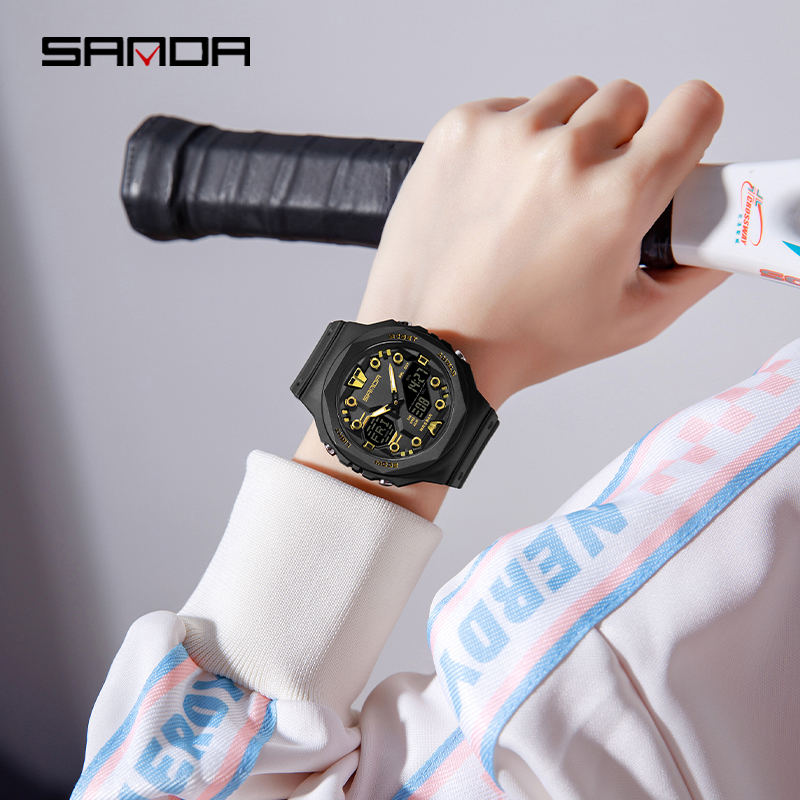 Sanda Large Dial Multifunctional Trendy Urban Outdoor Waterproof Sports Men's Watch SD6200-2.